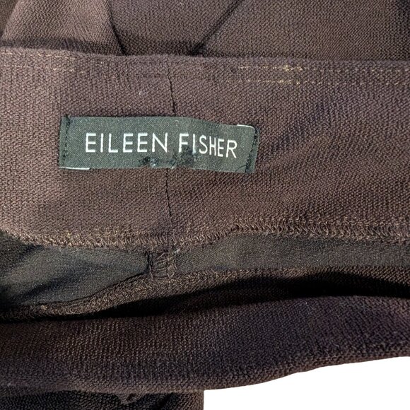 Eileen Fisher Womens Medium Straight Stretch Crepe Brown Ankle Pants Leggings - Picture 6 of 8